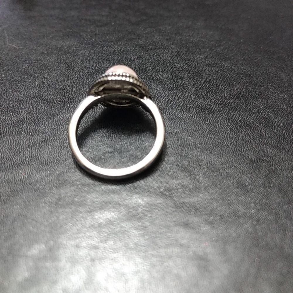 Silver tone rose quartz ring Size 6 - Picture 7 of 8